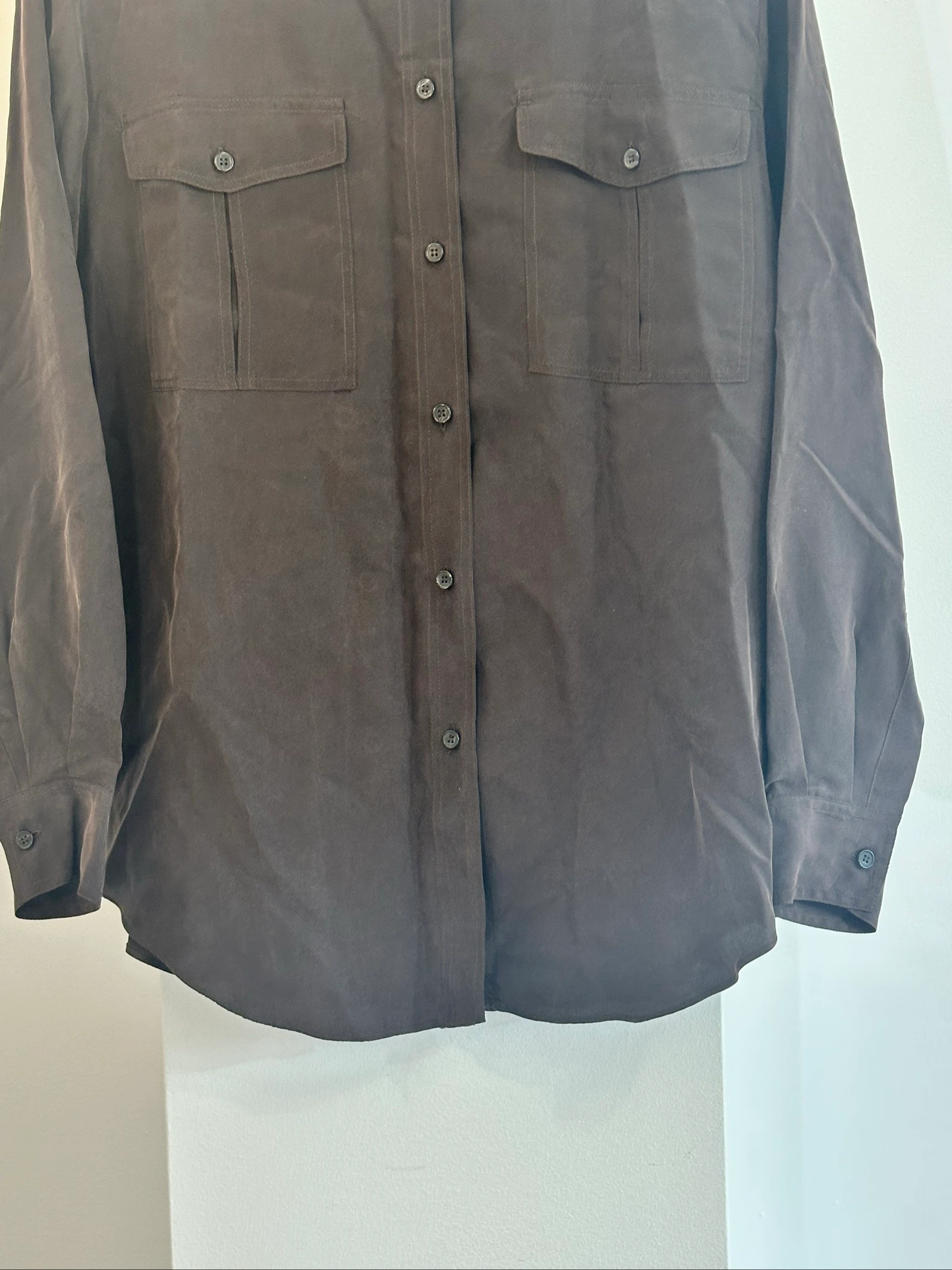 Elegante bruine Zara-hemd van 100% zijde, nieuw, maat S – photo 3